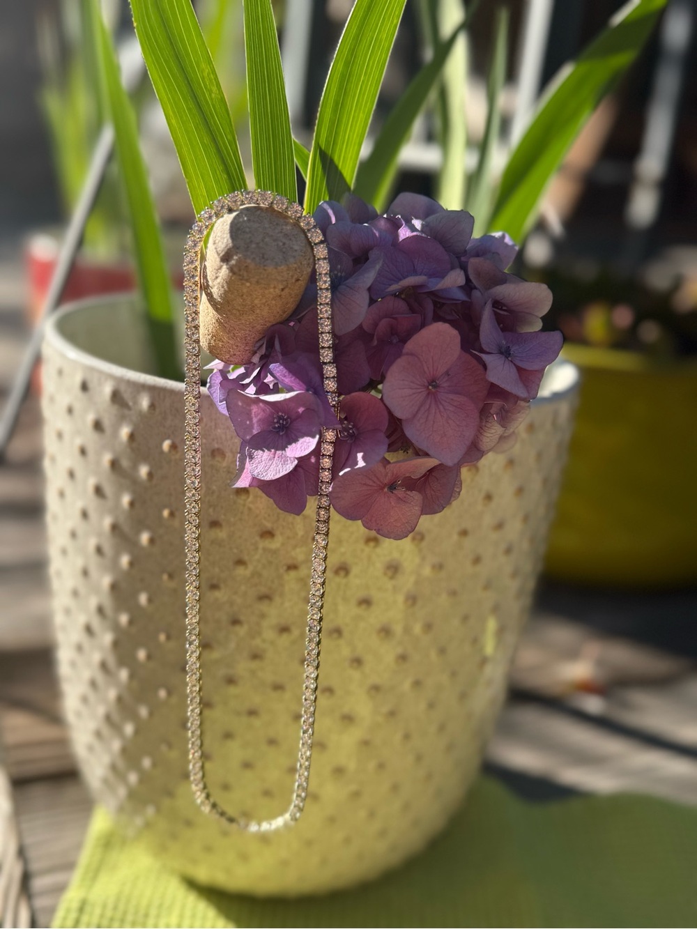Sparkling Tennis Necklace in Gold Tone